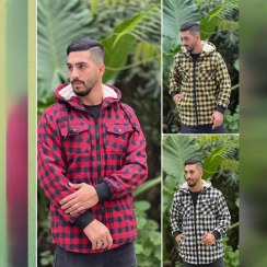 تصویر کاپشن چهارخانه ریزپشمی داخل تمام خز 