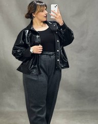 تصویر کت چرم مشکی سایزبزرگ کد5744 کت چرم مشکی