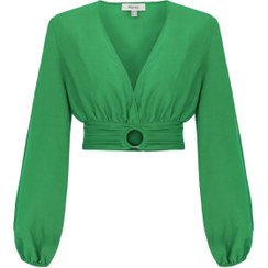 تصویر بلوز زنانه سبز برند ipekyol IS1220006227012 ا Kruvaze Bluz Kruvaze Bluz