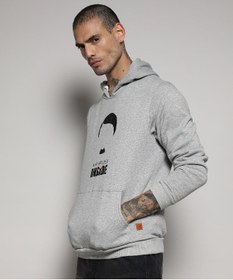 تصویر هودی مردانه خاکستری روشن "Who Are You Inside" با جیب کانگورویی برند campus sutra Men's Light Grey Who Are You Inside Hoodie With Kangaroo Pocket