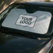 تصویر آفتابگیر ماشین تبلیغاتی با چاپ سیلک اختصاصی برند شما 