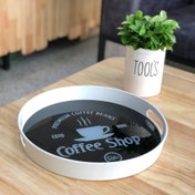 تصویر سینی گرد کف شیشه ای دسته دار رایکا 