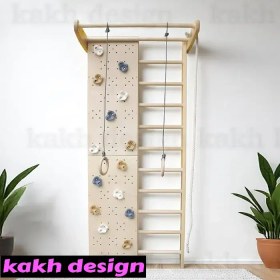 تصویر نردبان سوئدی کودک با دیواره صخره نوردی کد ۶ 