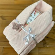 تصویر حوله پالتویی کلاه‌دار دانتل پروانه مدل ولیندر 