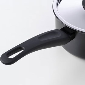 تصویر قابلمه دسته بلند ایکیا مدل HEMLAGAD IKEA HEMLAGAD Saucepan with lid, black, 2 l