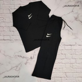 تصویر ست تیشرت شلوار بگ دو نایک جیب دار زنانه و دخترانه فری سایز 36 تا42 T-shirt set of bag two Nike pants with pockets for women and girls, size 36 to 42