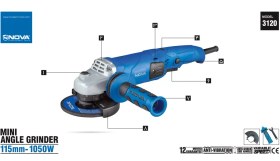 تصویر مینی فرز آهنگری ۱۰۵۰ وات دیمردار نووا ۳۱۲۰ Mini angle grinder