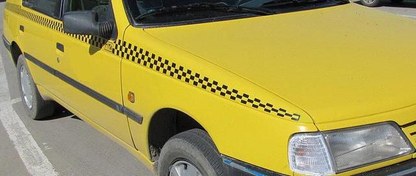 تصویر برچسب خودرو خط شطرنجی تاکسی های زرد 