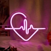 تصویر نئون مینیمال طرح قلب و ضربان قلب heart reated heart minimal neon