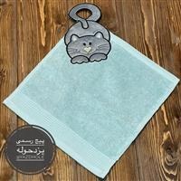 تصویر حوله دستی آویز کودک گربه ا Cat Design Kids Hand Towel Cat Design Kids Hand Towel