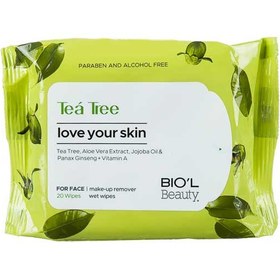 تصویر دستمال مرطوب بیول مدل Tea Tree مخصوص پوست چرب بسته ۲۰ عددی 