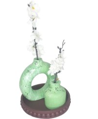 تصویر گلدان دوناتی، دکوری رومیزی، سینی مرواریدی، سنگ مصنوعی | تولیدی کرج لند 