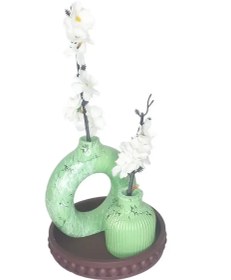 تصویر گلدان دوناتی، دکوری رومیزی، سینی مرواریدی، سنگ مصنوعی | تولیدی کرج لند 