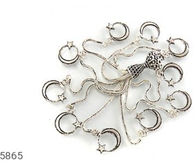 تصویر کرکوش نقره چند رشته طرح ماه ستاره کد 15865 