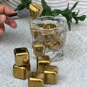 تصویر قالب یخ استیل طلایی ۴ عددی 