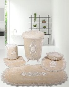 تصویر سبد رخت چند رنگ منحصر به فرد Mink 6 Prch Lace Bath Bathry Dirty Landry State + Set Mat Bonny Home 