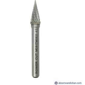 تصویر فرز فرم مخروطی تیز M سایز 8 برند پاور کات 