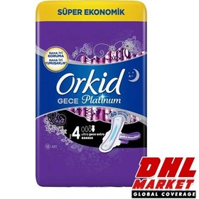 تصویر نوار بهداشتی شب اورکید Orkid جذب ۶ قطره بسته ۱۸ عددی 