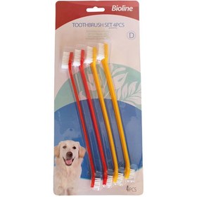 تصویر مسواک سگ و گربه بایولاین پک ۴ عددی Bioline Toothbrush Set 4 pcs 