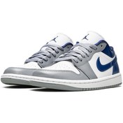 تصویر کتونى ایر جردن ١ آبی طوسی Air Jordan 1 Low Frenach Blue 