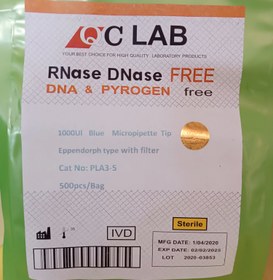 تصویر نوک سمپلر فیلتر دار آبی DNase & Rnase free رنج 1000 طرح اپندورف بسته 500 عددی 