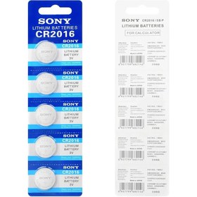 تصویر باتری سکه ای سونی مدل CR2016 Sony CR2016 Lithium Battery Pack Of 5