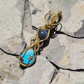 تصویر آویز فیروزه و جاسپر مشکی 