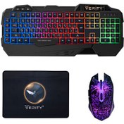 تصویر باندل گیمینگ وریتی Verity مدل V-KB6111GCW به همراه ماوس پد 