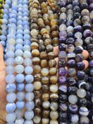 تصویر ریسه سنگ عقیق تراش دار سایز 14 میل 