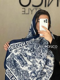 تصویر شال ابریشم DIOR سرمه ای کد2122 