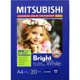 تصویر کاغذ میتسوبیشی 260 گرم لاستر 20 برگی A4 Mitsubishi luster photo paper A4 260gsm 20 sheets RC