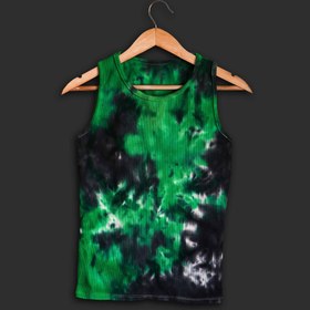 تصویر رکابی دخترانه تای دای ( شیبوری ) سبز-مشکی - عرض: 39 سانتی متر- قد: 60 سانتی متر Green & Black Tie Dye Sleeveless Shirt