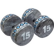 تصویر دمبل بتنی ۱۵ کیلوگرمی بسته ۲ عددی 