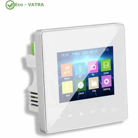 تصویر پکیج صوتی هوشمند شامل آمپلی فایر دیواری و ۴ عدد اسپیکر 