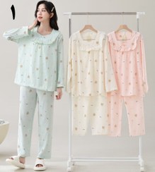 تصویر بلوز و شلوار یقه تور 1124 