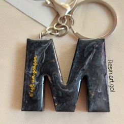 تصویر جاکلیدی رزینی سنگ مرمر سیاه Black marble resin keychain