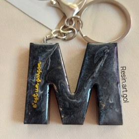 تصویر جاکلیدی رزینی سنگ مرمر سیاه Black marble resin keychain