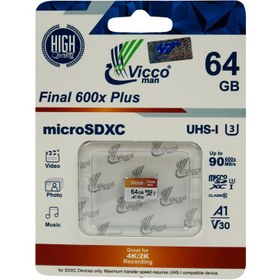 تصویر رم میکرو 64 گیگ ویکومن Vicco Man Final 600x Plus U3 V30 A1 90MB/s Vicco Man Final 600x Plus U3 V30 A1 90MB/s Memory Card