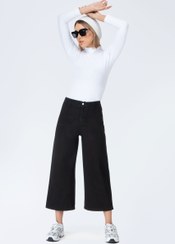 تصویر شلوار کتان واید لگ مشکی Mom-style-pants-black