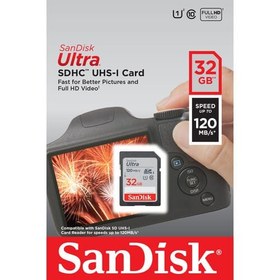 تصویر کارت حافظه SD سن دیسک ظرفیت 32 گیگابایت - سرعت 120SanDisk 32GB Ultra 120MB-s SD Card 