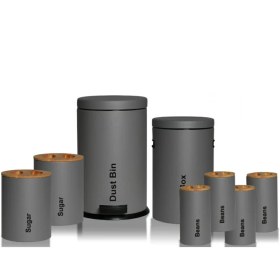 تصویر سرویس آشپزخانه عروس 8 پارچه درب بامبو طوسی 