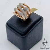 تصویر انگشتر زنانه دو رنگ طلای پورتوفینو طرح استار 