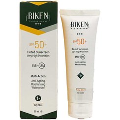 تصویر کرم ضد آفتاب 1+ لایت بژ تم نخودی مناسب پوست چرب 50 میلی‌لیتر بیکن Biken Suncream SPF50 1+ Oily Skin 