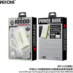 تصویر پاوربانک اضطراری برند WEKOME مدل WP-113 ظرفیت 10000 میلی آمپر 