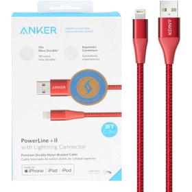 تصویر کابل شارژ 0.9 متری آیفون ANKER مدل PowerLine+II A8452 – قرمز (گارانتی 18ماهه حافظه طلایی ایستا) 