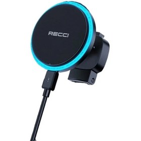 تصویر پایه نگهدارنده گوشی موبایل رسی مدل RHO-C35 Recci RHO-C35 Aurora Wireless Charger Car Holder With 15W Fast Charging