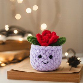 تصویر گلدان بافتنی گلدانه 