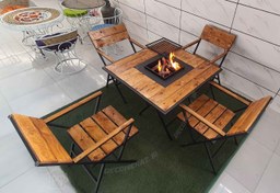 تصویر میز و صندلی باغی آتشدان ۴ نفره 
