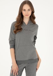 تصویر هودی زنانه خاکستری تیره یو اس پولو 