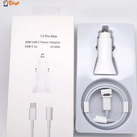 تصویر شارژر فندکی اپل 20 وات همراه با کابل شارژر Apple 20W Car Power Adapter With USB-C to Lightning Cable